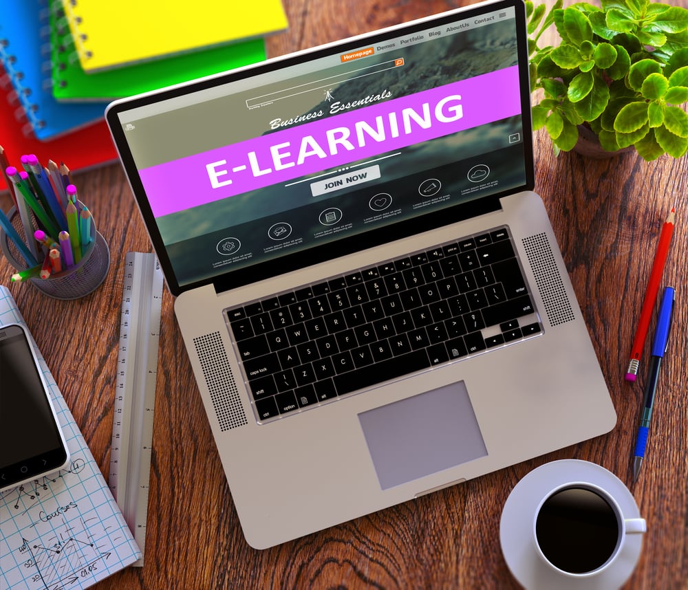 E-Learning on Laptop Screen. Online Working Concept.-1-1
