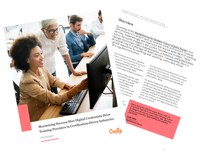 Maximizing Success: How Digital Credentials Drive Training Providers in Certification-Driven Industries Whitepaper Cover Image and First Page
