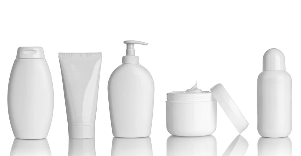 collection of  various beauty hygiene containers on white background-1
